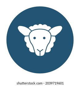 Sheep Face white glyph with color background vector icon which can easily modify or edit 