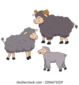 Sheep Family Cartoon Style Farm Animals Stock Vector (Royalty Free ...