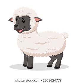 A sheep farm animal cartoon character. eid al adha mubarak icon. Vector illustration