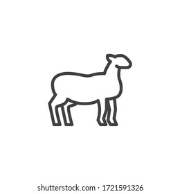 Sheep farm animal line icon. linear style sign for mobile concept and web design. Livestock, lamb side view outline vector icon. Symbol, logo illustration. Vector graphics