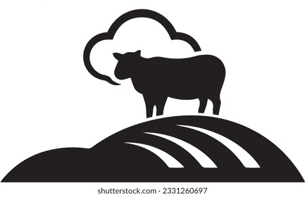 campo de cría de ganado ovinos icono logo diseño negro simple estilo plano plantilla de fondo blanco 