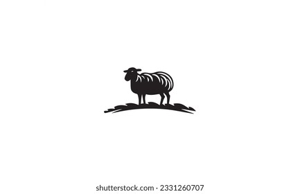 sheep farm field vector icon logo black design simple flat style template on white background 