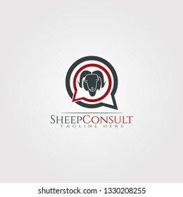 Sheep farm icon template, creative vector logo design, sheep consult, animal husbandry, illustration element