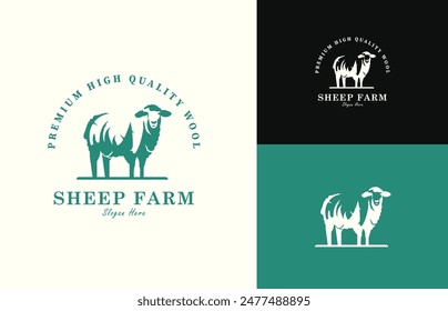 Sheep farm logo design is a logo design that illustrates the silhouette of a sheep looking at it showing the good quality of its wool