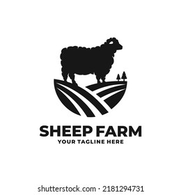 Sheep Farm Logo Design Vector