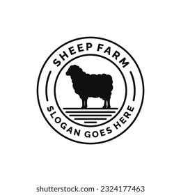 Vector de diseño del logotipo de la granja de ovejas. Vector de logotipo ganadero