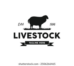 Sheep farm logo design vector. Livestock logo vector. Cattle farm logo vector illustration