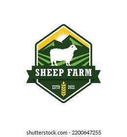 Sheep Farm Logo Vector. Cattle Farm Logo