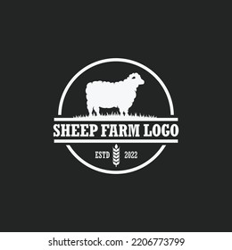 Sheep Farm Logo Vector. Cattle Farm Logo