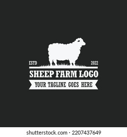 Sheep Farm Logo Vector. Cattle Farm Logo