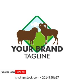 Sheep farm logo. Vector illustration of premium logo with isolated background. 
