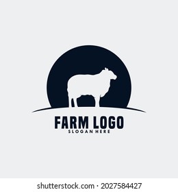 ilustración vectorial del logotipo de la granja de ganado ovino