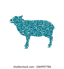 Sheep farm mammal spiral pattern color silhouette animal