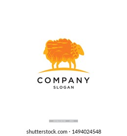 sheep with farm vector logo design template. eps10