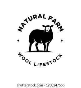 Sheep farm vintage logo icon design