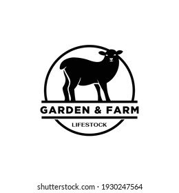 Sheep farm vintage logo icon design