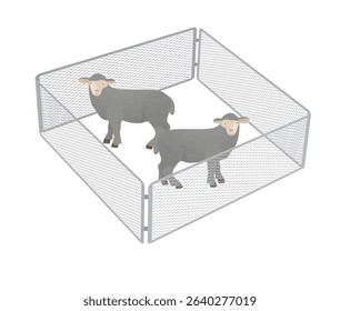 Sheep in farmland. vector illustration	