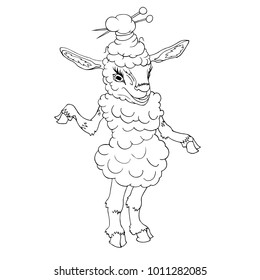 Sheep fermale hand drawn vector illustration