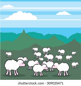 Sheep In the Field Vector