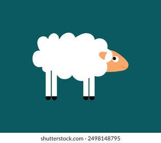 Sheep Flat Cartoon Picture. A cute domestic livestock animal vector art