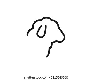 Sheep flat icon. Thin line signs for design logo, visit card, etc. Single high-quality outline symbol for web design or mobile app. Farm animal outline pictogram.