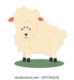 Sheep in flat style on isolated background.Farm animal. Vector illustration.