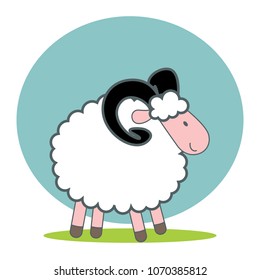 Sheep flat vector icon. Sheep sketch icon for web, mobile and infographics. Hand drawn . Isolated on white background .