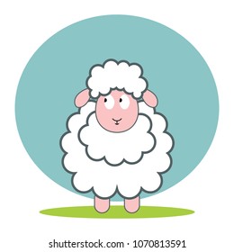 Sheep flat vector icon. Sheep sketch icon for web, mobile and infographics. Hand drawn. Isolated on white background.