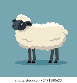 Sheep flat vector illustration. Farm animal art isolated on solid background. Minimalistic modern style