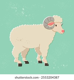 Sheep flat vector illustration. Farm animal art isolated on solid background. Minimalistic modern style