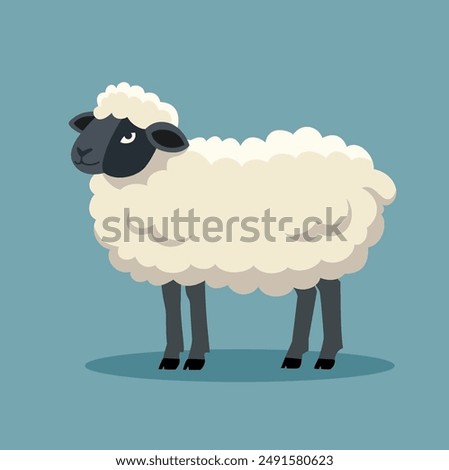 Sheep flat vector illustration. Farm animal art isolated on solid background. Minimalistic modern style