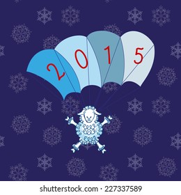 sheep flies on parachute with figures 2015