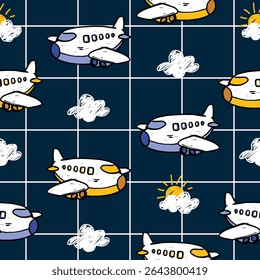 sheep  flying high seamless doodle vector