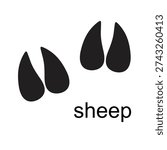 Sheep Footprint Vector Set – Farm Animal Hoof Print Track Silhouette Icons EPS