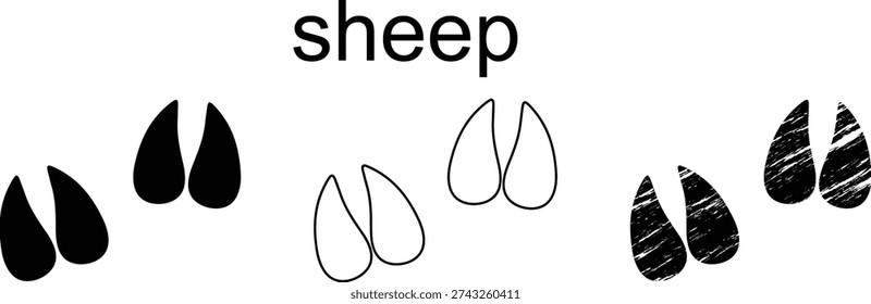 Sheep Footprint Vector Set – Farm Animal Hoof Print Track Silhouette Icons EPS