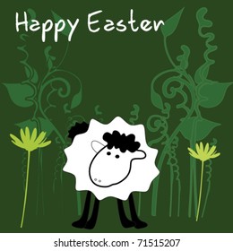 sheep in the forest with flower