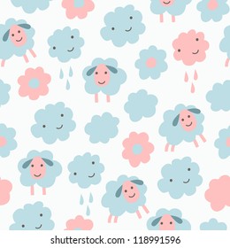 sheep funny seamless pattern