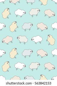 Sheep funny seamless vector pattern