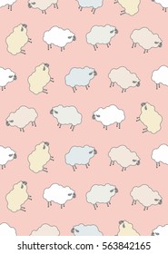 Sheep funny seamless vector pattern