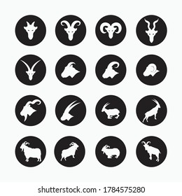 sheep, goat, billy goat, angora goat set icon - mammal, animal vector icon