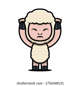 Sheep goat cute mascot design illustration vector template