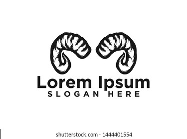 Sheep Goat Horn, Ram Logo Design, Vector Illustration