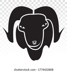 Sheep or goats head with horns flat vector icon for apps or website