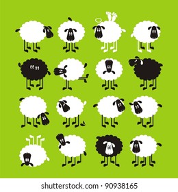 Sheep, good and different # 04. Set for the press on T-shirts.