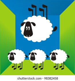 Sheep, good and different # 13 Set for the press on T-shirts.