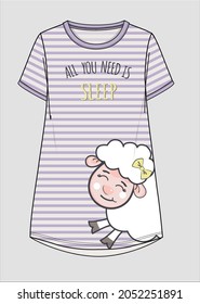 SHEEP GRAPHIC WOMEN TEENS GIRLS AND KID GRAPHICS DORMDRESS IN EDITABLE VECTOR FILE