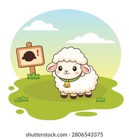 Sheep in the grass illustration
