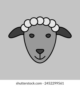 Sheep grayscale icon. Farm animal vector illustration. Agriculture sign. Graph symbol for your web site design, logo, app, UI. EPS10.