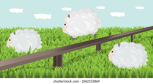 Sheep grazing the grass Vector