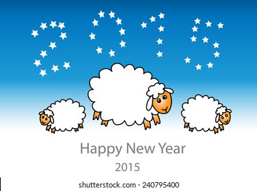Sheep. Greeting card New Year 